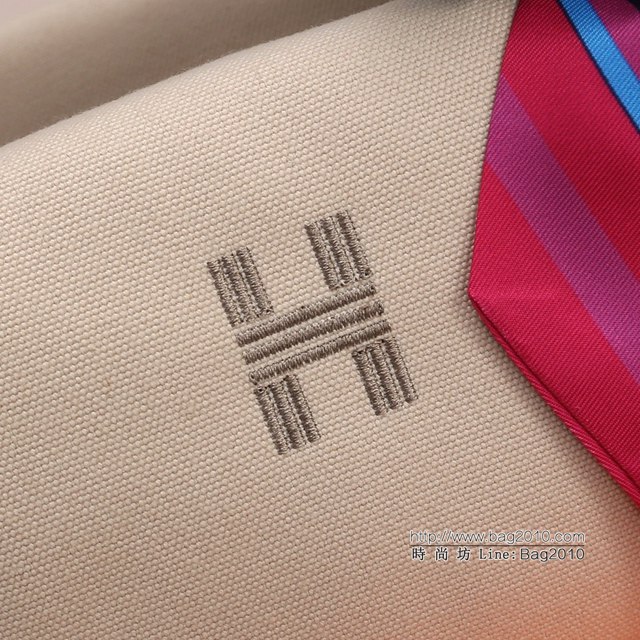 Hermes女包 愛馬仕飯盒包 Trousse Bride-A-Brace Hermes帆布便當包 米白  tdh2165